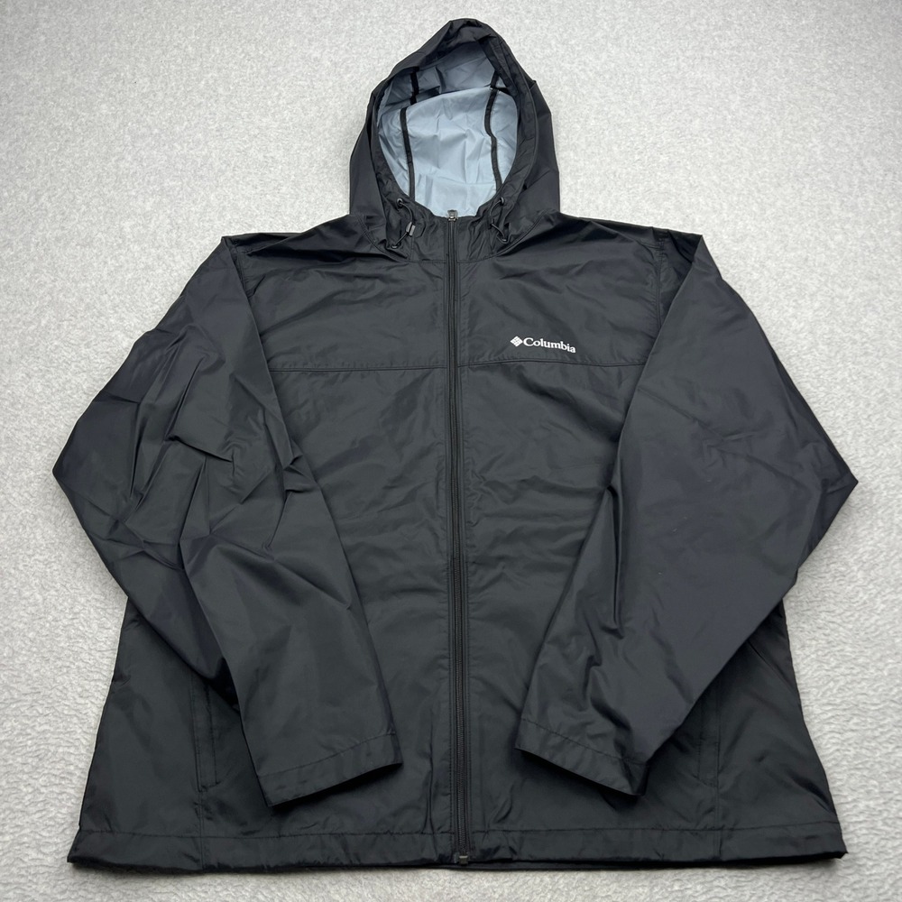 Columbia Watertight II Rain Jacket Mens XL Black Hooded Waterproof Shell